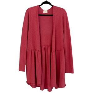 Anthropologie t.la Size XL Beira Pink Woven Peplum Cardigan Sweater